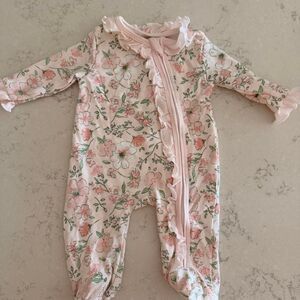 Baby Essentials Floral Ruffle Rose Sleeper, Newborn